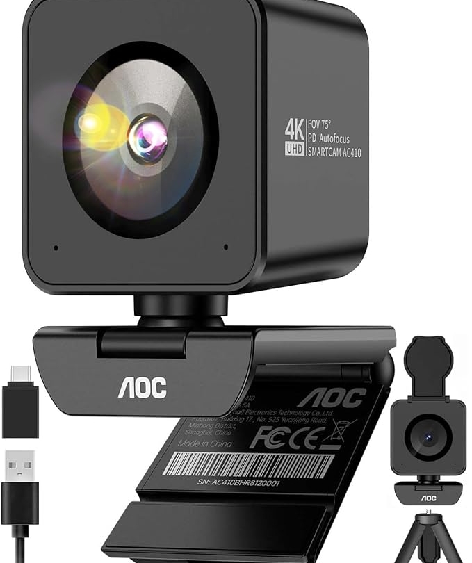 AOC 4K Webcam for PC, Sony Sensor, 1080P 60FPS Streaming Camera with PDAF