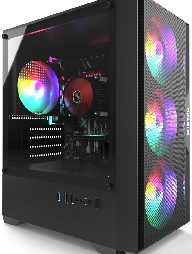 Pre-Built PC, i5 CPU Up to 3.6GHz, Integrated Graphics Only, 256 GB M.2, 8 GB RAM Cheap Budget Gaming PC, RGB Fans x 3, Win 11 Home，WiFi 6 + BT 5.3, 400W PSU (i5+No GPU+8GB+256GB)