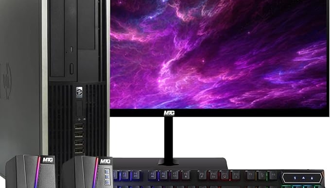 HP Elite Desktop Computer PC, 3.1 GHz, Intel Core i5, 16GB, RAM, 1TB HDD, New 22 inch LED Monitor, RGB Speaker and Keyboard Mouse, WiFi, Windows 11 (Renewed)