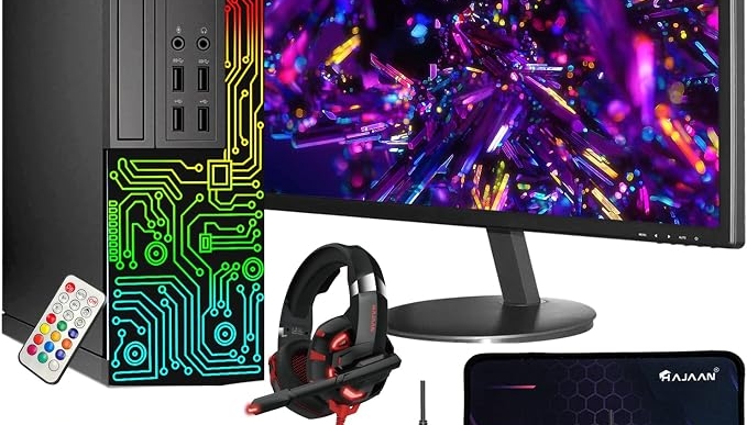 Dell OptiPlex Desktop RGB Computer PC, Intel Core i7 Processor, 16GB RAM, 512GB SSD, 24 Inch HDMI Monitor, RGB Keyboard Mouse and Headset, WiFi, Windows 11 Pro (Renewed)