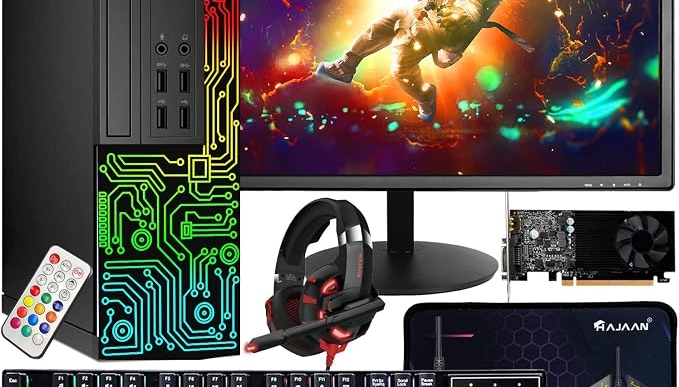 Dell Gaming OptiPlex Desktop RGB Computer PC, Intel Core i7, GeForce GT 1030 2GB GDDR5, 16GB RAM, 512GB SSD, 24 Inch HDMI Monitor, Keyboard Mouse and Headset, WiFi, Windows 11 Pro (Renewed)
